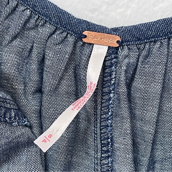 Free People Denim Dreams Midi Dress 70's Blue Size Small - Picture 5 of 6